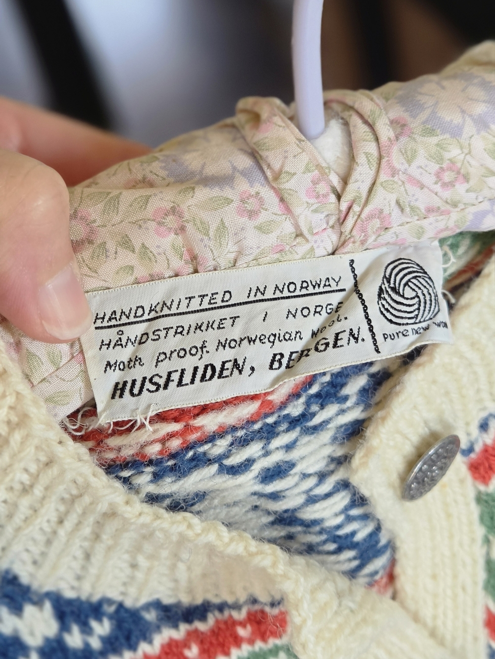 VTG 70s Husfliden Nordic Fair Isle Crewneck Cardigan Sweater - Picture 7 of 7